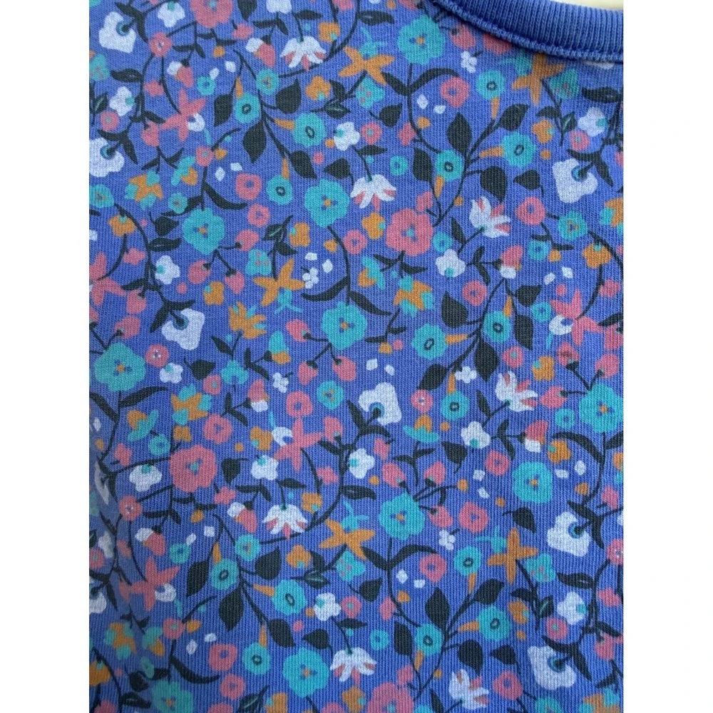 Tea‎ Collection Girls Blue Floral Long Sleeve Cotton Jersey Dress Size 2